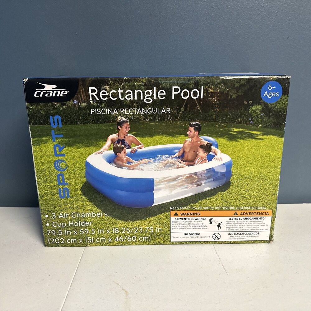 Crane Transparent Lounge Family Swimming Pool Inflatable 79" x 59" x 18"
